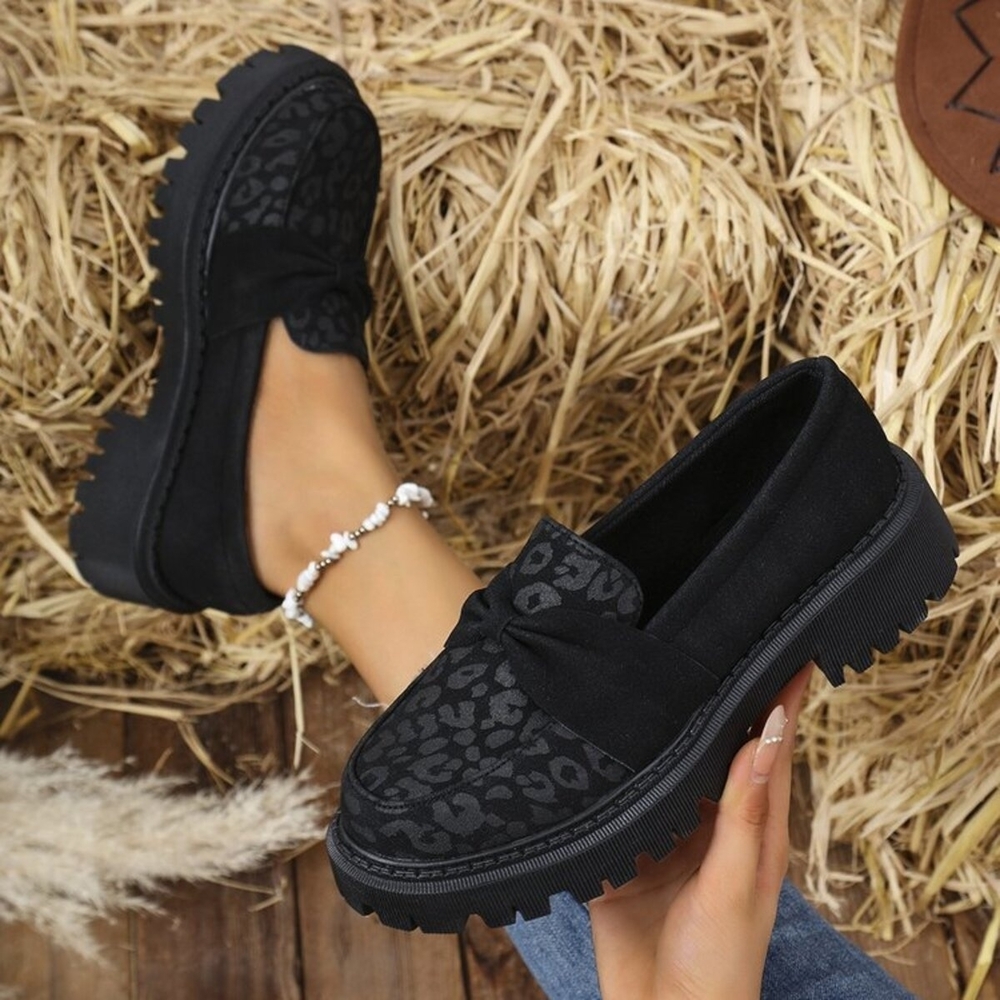 Stylish Black Bow Loafers for Women